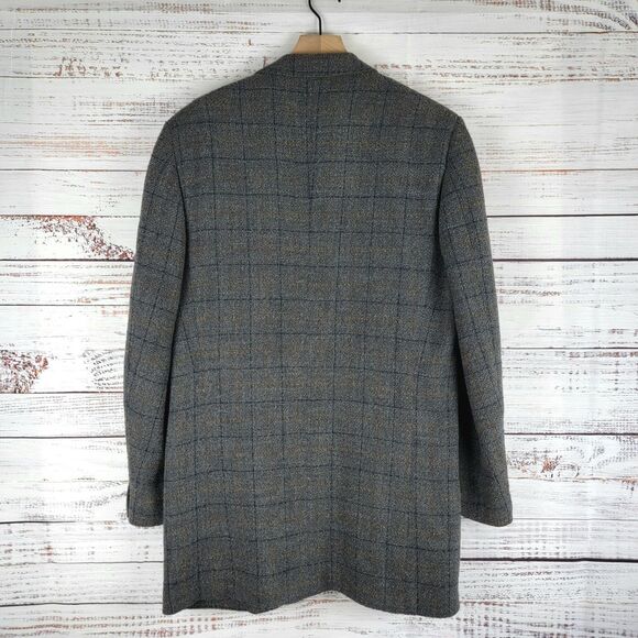 Ermenegildo Zegna Mens Size 44 L Blazer Switzerland Wool Windowpane Tweed VTG - Picture 9 of 16